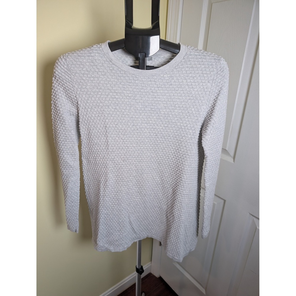 COS Popcorn Knit Top Women Small Light Gray Long Sleeve Cotton Textured Sweater